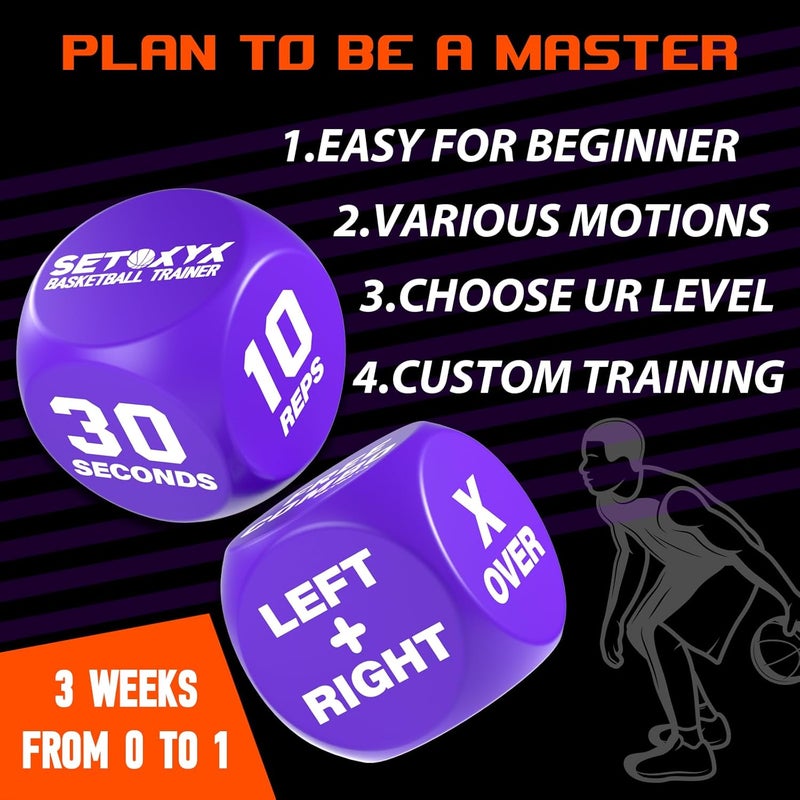 SETOXYX Basketball Dribble Skills Dice Set - Training Equipment - Basketball Gift for Boys.Dribble Skills Training for Beginner and Party Favors - Image 3